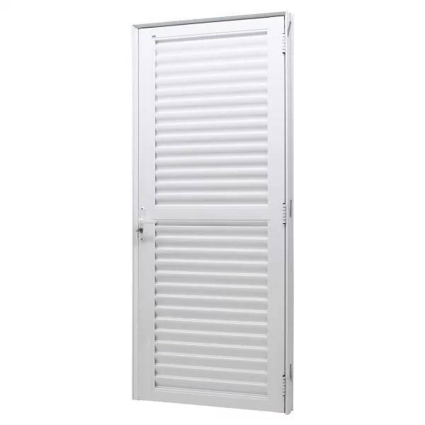 Porta Palheta Alumínio Branco 215x80x6,6cm Com Ventilação Per