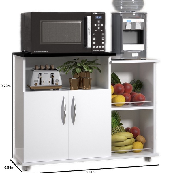 Porta Paneleiro C/ Tampo Preto De Chão Multifuncional