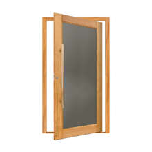 Porta Panoramica Com Vidro Fumê Em Madeira Maciça Tauari Mapa