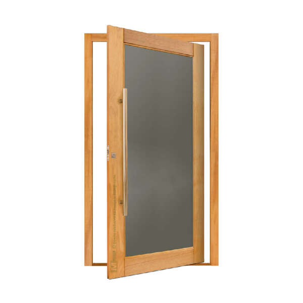 Porta Panoramica Com Vidro Fumê Montada Em Madeira Maciça Tau