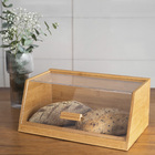 Porta Pão de Bambu com Tampa Transparente 35x21,5x15,3cm Oikos