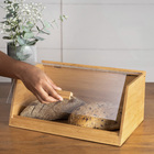 Porta Pão de Bambu com Tampa Transparente 35x21,5x15,3cm Oikos