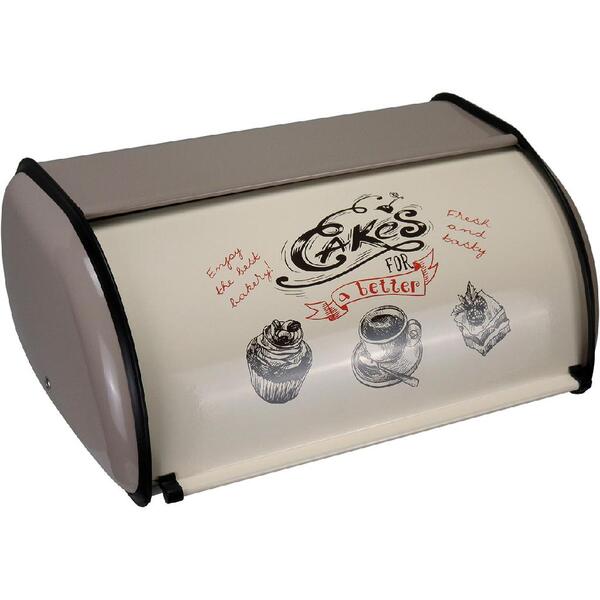 Porta Pão Home&co Metal 15x33x23cm Cinza E Branco