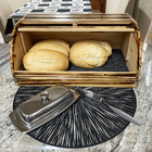 Porta Pão Madeira Piuns Tampa Basculante Organizador De Alime