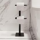 Porta Papel Higiênico Chão Papeleiro 2 Rolos Preto Duplo