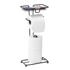 Porta Papel Higiênico de Chão com Suporte Aço Black Piatina Arthi