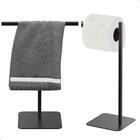 Porta Papel Higiênico De Chão Preto E Toalha Lavabo Nice
