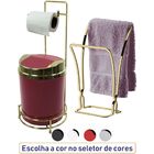 Porta Papel Higiênico De Chão Toalheiro Bancada Dourado - Ver