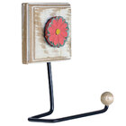 Porta Papel Higiênico De Madeira E Ferro Rustico Flor Vermelha