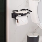 Porta Papel Higiênico de Parede com Suporte Aço Black Piatina Arthi