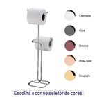 Porta Papel Higiênico Duplo De Chão Papeleira Em Aço Banheiro