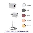 Porta Papel Higiênico Duplo De Chão Papeleira Em Aço Banheiro