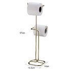 Porta Papel Higiênico Duplo De Chão Papeleira Em Aço Banheiro
