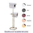 Porta Papel Higiênico Duplo De Chão Papeleira Em Aço Banheiro