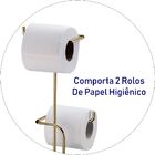 Porta Papel Higiênico Duplo De Chão Papeleira Em Aço Banheiro