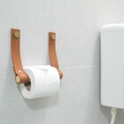 Porta Papel Higiênico Em Madeira E Couro Legítimo Marrom Tamp