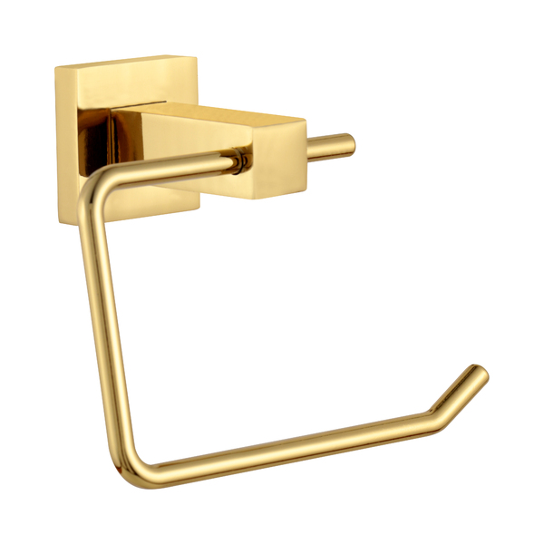 Porta Papel Higienico Papeleira Dourado Brilhante Quadrado Lu