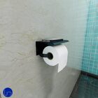 Porta Papel Higiênico Parede Preto Com Suporte Para Celular A