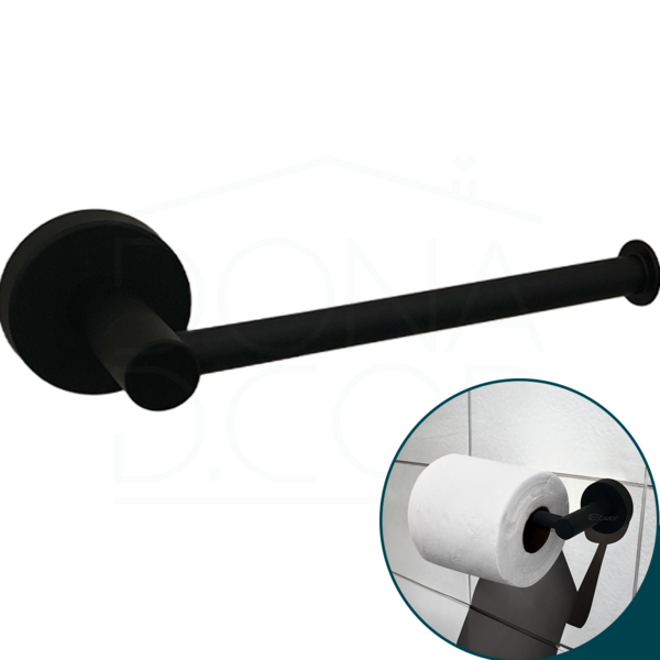 Porta Papel Higiênico Preto Fosco Papeleira Banheiro Aço Inox