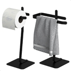 Porta Papel Higiênico Single E Toalha De Rosto Preto Oslo Un