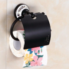 Porta Papel Higiênico Vintage Retrô Preto Óleo com Porcelana