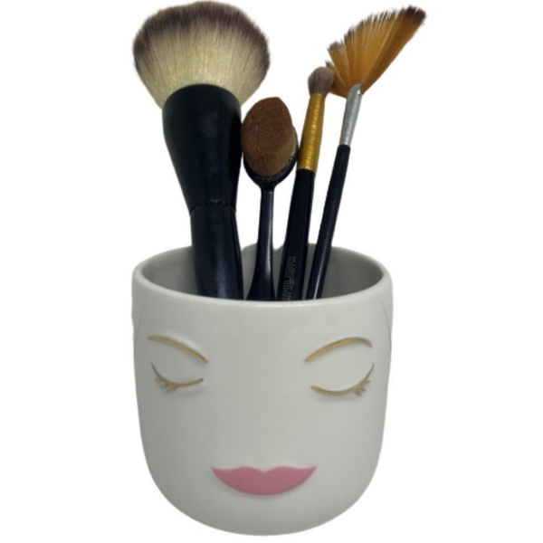 Porta Pincéis Pequeno De Maquiagem Rosto De Mulher