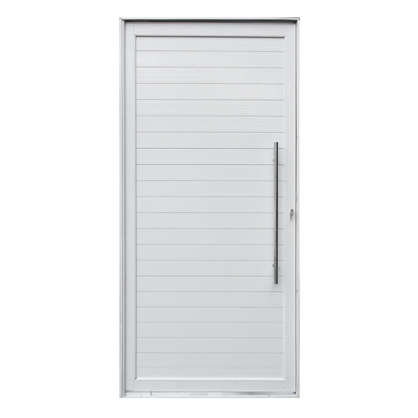 Porta Pivotante Lambri Alumínio Pintado Branco 2,13x1,10m Lado Esquerdo Linha Vivace Artens