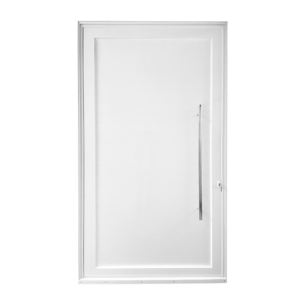 Porta Pivotante Lambri Alumínio Pintado Branco 2,70x1,20m Lado Esquerdo Linha Sociale  3A Alumínio