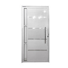 Porta Pivotante  Lambril Aluminio Branco Com Friso E Visor 2.