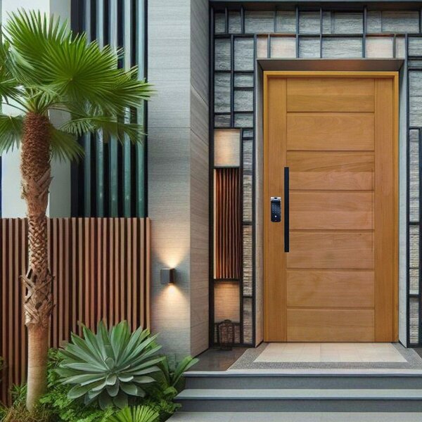 Porta Pivotante Batente 14 Fechadura Digital Puxador Tubo Bla