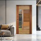 Porta Pivotante Com Visor Mista Batente 14 Puxador Barra Chat