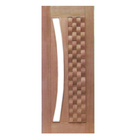 Porta Pivotante Couro Arco P/vidro Montada Em Madeira Maciça