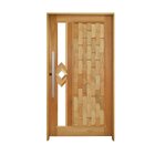 Porta Pivotante Couro Em Pé Losango Batente 14 Puxador Barra