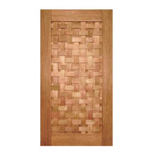 Porta Pivotante Couro Trançado Montada Em Madeira Maciça Cedr