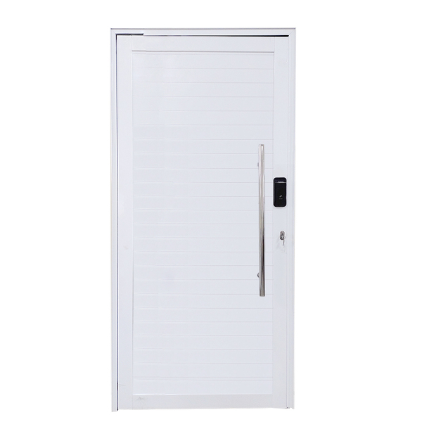 Porta Pivotante De Alumínio Branco Com Puxador Com Fechadura