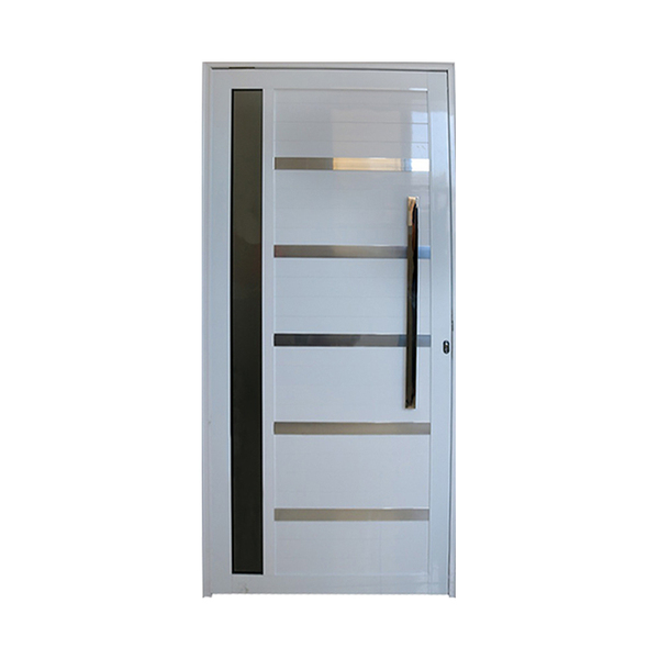 Porta Pivotante De Alumínio Branco Com Vidro E Puxador Cmc Cl