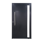 Porta Pivotante De Alumínio Preto Com Puxador E Vidro Linha 3