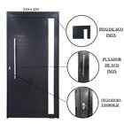 Porta Pivotante De Alumínio Preto Com Puxador E Vidro Linha 3