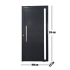 Porta Pivotante De Alumínio Preto Com Puxador E Vidro Linha V