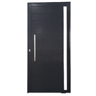 Porta Pivotante De Alumínio Preto Com Puxador E Vidro Linha V