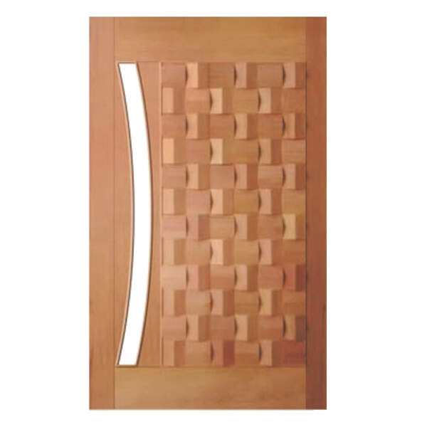 Porta Pivotante Egito Arco P/vidro Montada Em Madeira Maciça