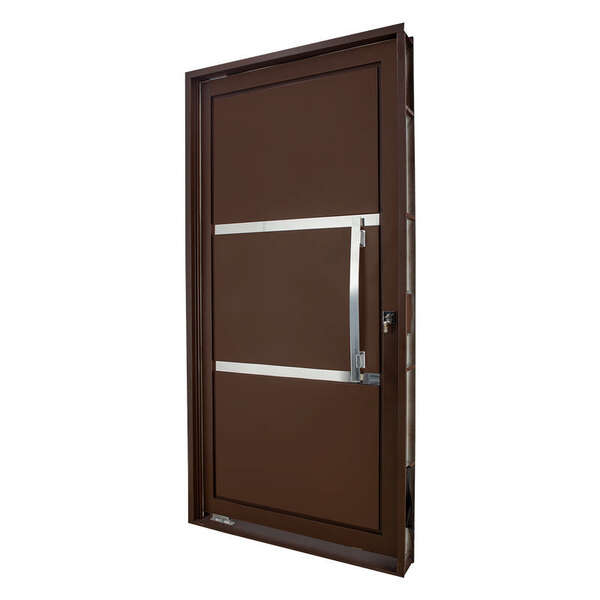 Porta Pivotante Em Aço Corten 219x108x14 Cm Esquerda Ideal Crv