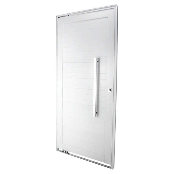 Porta Pivotante Lambri Puxador Reto Em Alumínio Branco 215x90