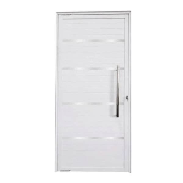 Porta Pivotante Lambril Aluminio Branco Com Friso E Puxador 2