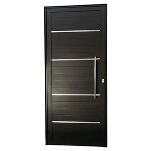 Porta Pivotante Lambril Aluminio Preto Com Friso E Puxador 2.10x1