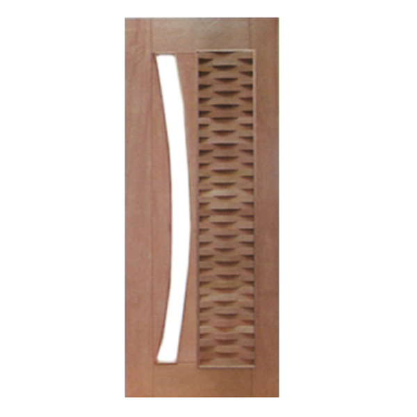 Porta Pivotante Ripada Arco P/vidro Montada Em Madeira Maciça