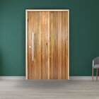 Porta Pivotante Ripada Cedro Batente 14 Puxador Barra Chata 1