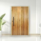 Porta Pivotante Ripada Cedro Batente 14 Puxador Tubo 120 X 21