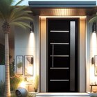 Porta Pivotante Solara Alumínio Com Visor Puxador Tubolar 210