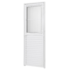 Porta Postigo de Giro Alumínio Branco Grade Vertical com Fechadura 2,10x0,80m Lado Direito Linha Home 3A Alumínio